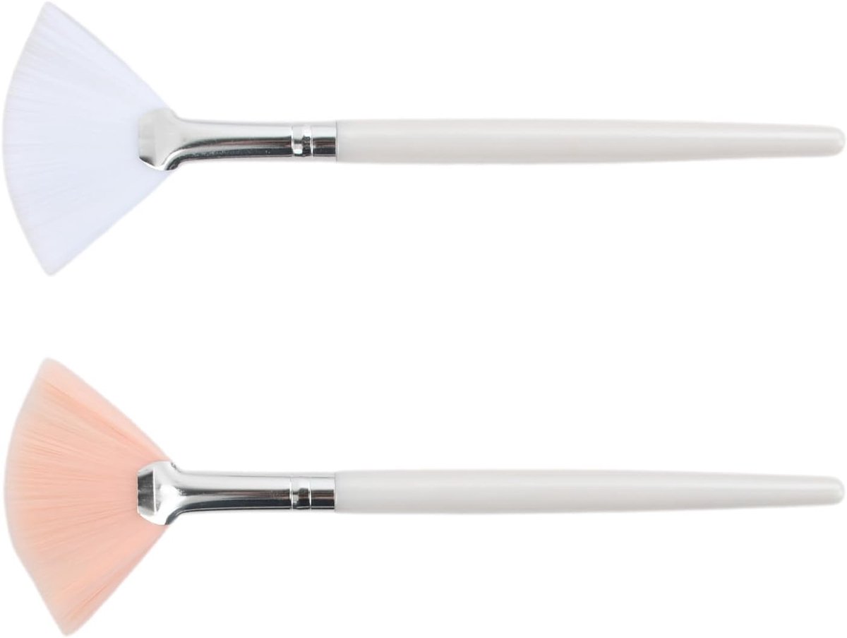 2 stuks waaierkwasten, gezichtskwast, zacht, 15 cm, professionele maskerkwast, zuur-applicator, cosmetica, kwast voor make-up, crème, gel, multifunctioneel gebruik