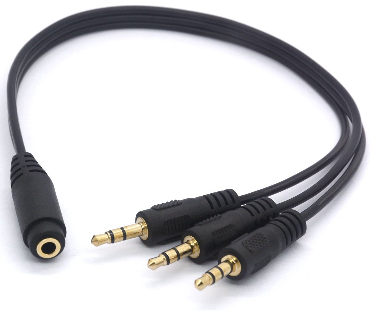 Tomost 3-Way Headphone Splitter, Gold Plated, 3.5 mm TRS Bus to 3 x 3.5 mm TRS Plug, AUX Cable, Audio Cable - ShopVlot