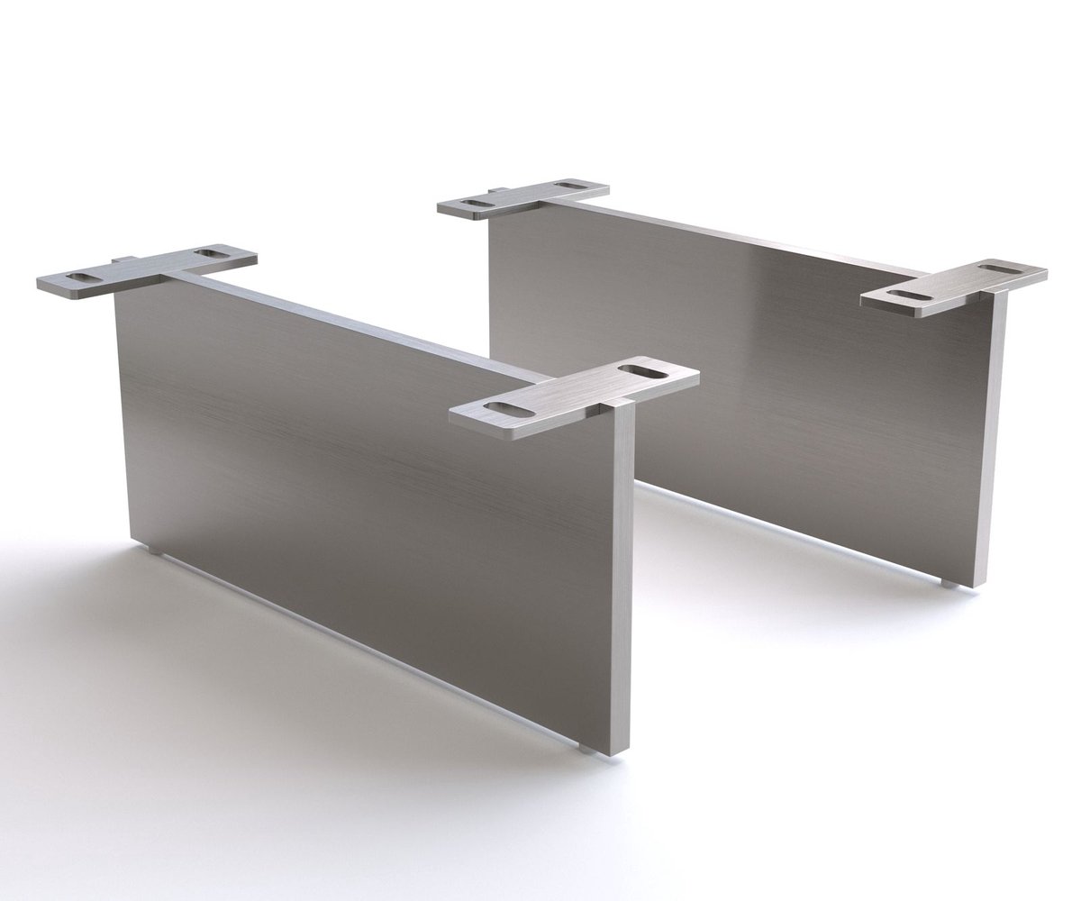 Onderstel zwevend optiek roestvrij staal geborsteld 15 cm voor 40 cm diep kastmeubel (set van 2)
