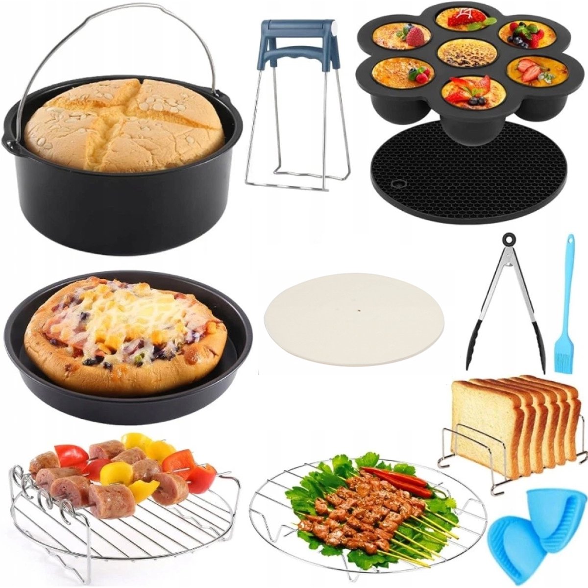 13-delige Airfryer-accessoireset - 7 inch bakvormen en grills