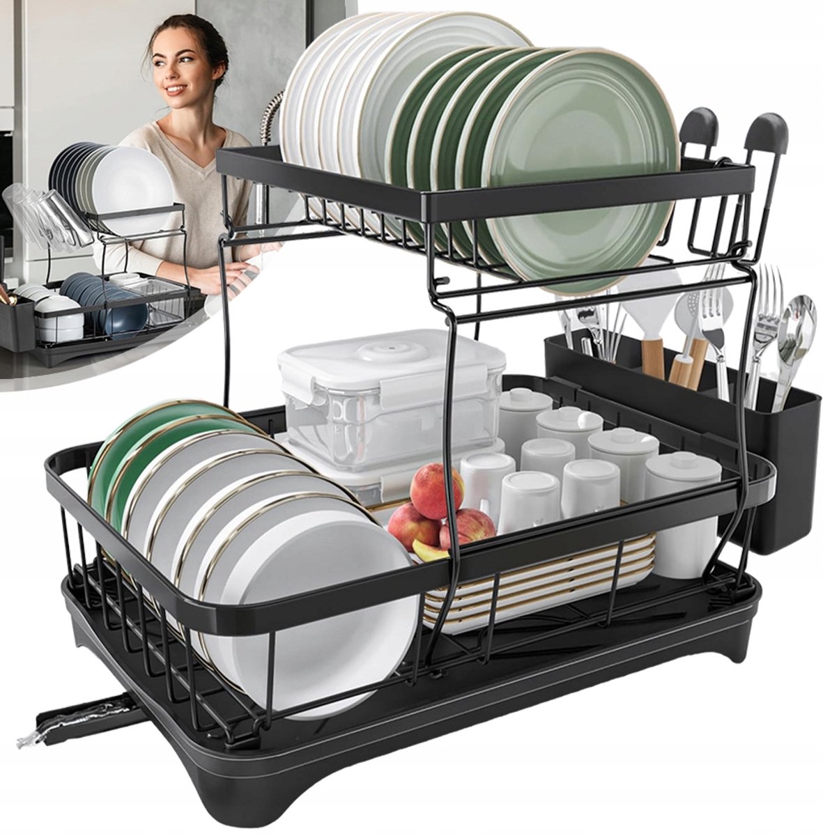 Dubbele Afdruiprek voor Keuken - Ruim & Compact
