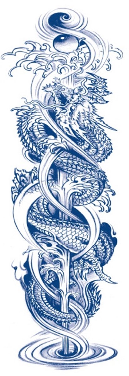 Tijdelijke sleeve tattoo draak abstract 2 weken