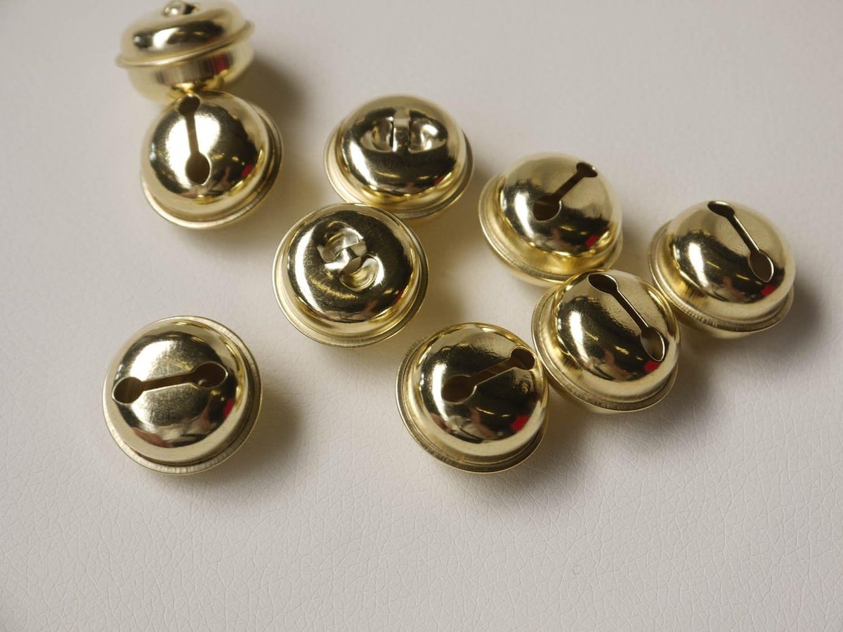 10 x bells, 32 mm, clamps with eyelet (gold) - ShopVlot