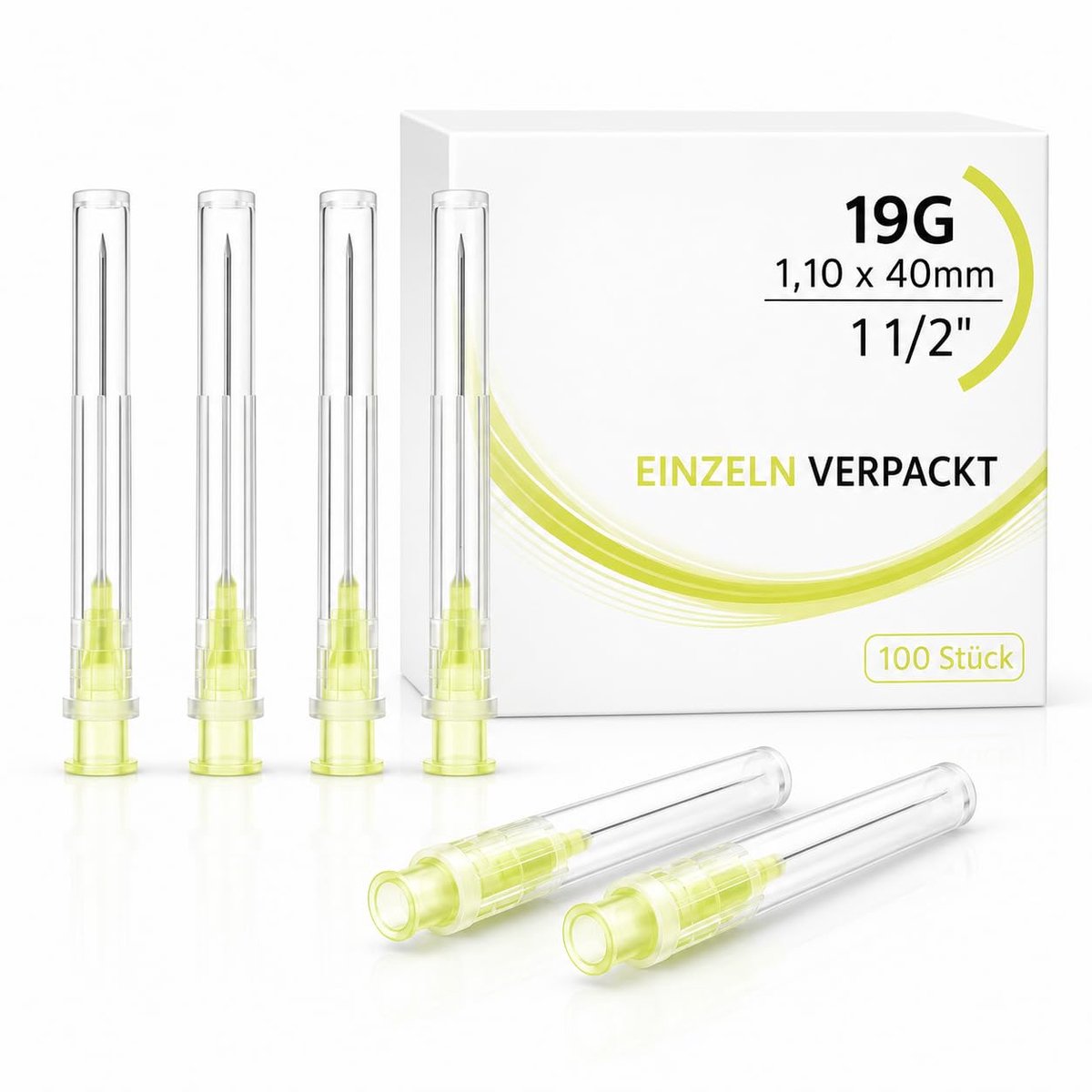100 stuks roestvrijstalen doseerbuisjes 19G × 1 1/2 inch (1,1 × 40 mm), afzonderlijk verpakt, gecontroleerd - ShopVlot