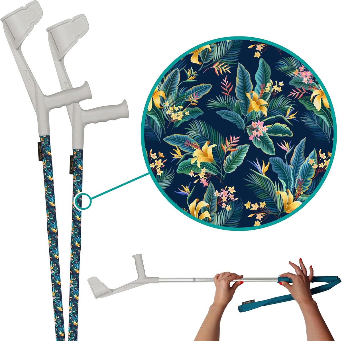 myCover - Trendy Stool and Walking Poles Cover for All Stools and Walking Poles, Elastic Fabric, Washable (Flowers - ShopVlot