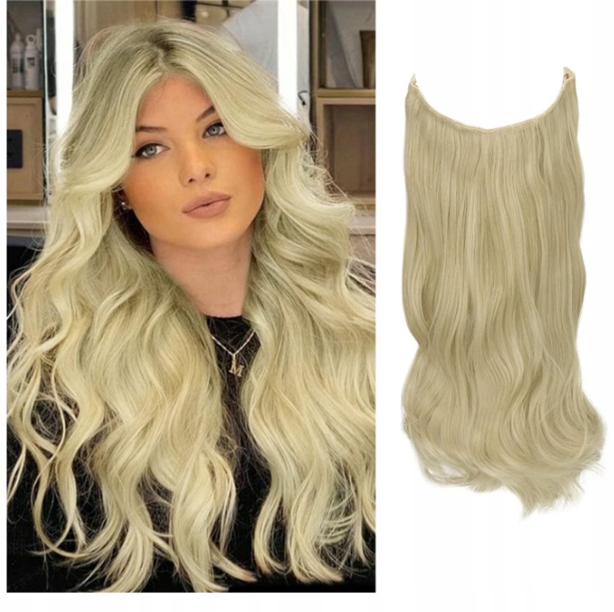 Synthetische Haarverlenging met Halo Draad - Blond, 45 cm