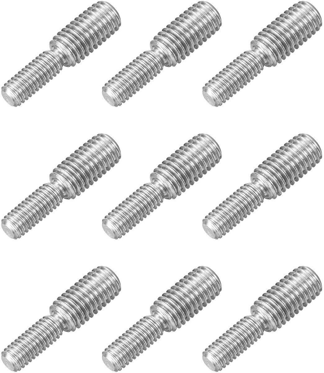 Dubbele schroefdraadbouten, M6 x 15 mm op M8 x 15 mm, 9 stuks schroefdraadreduceringsadapter van roestvrij staal 304 voor montage van meubels en machines