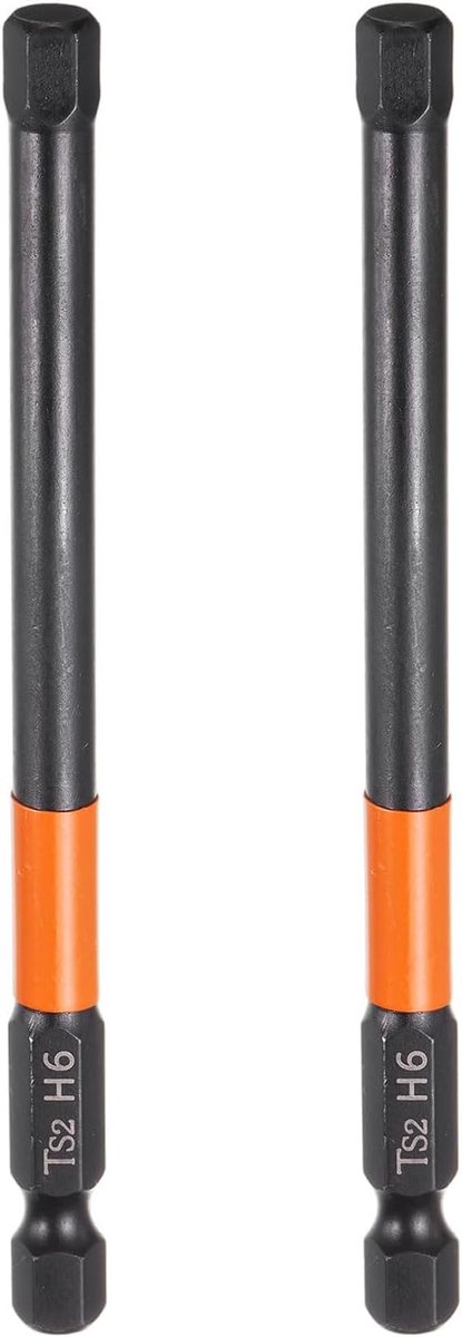 2 stuks H6 zeskantige boorbitsleutel, 6 mm, metrische platte punt, 1/4 inch zeskantige schacht, 100 mm (4 inch), lang, magnetisch, zwart, gefosfateerd, zeshoekige dopsleutel, power-bit