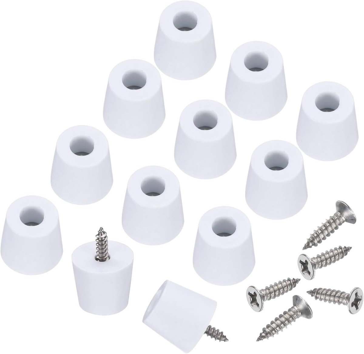 24 stuks antislip rubberen voetjes met 4 mm schroeven voor snijplank, voeten, snijplank, antislip rubberen voetjes voor snijplank (wit, 1,8 cm H x 0,7 inch)