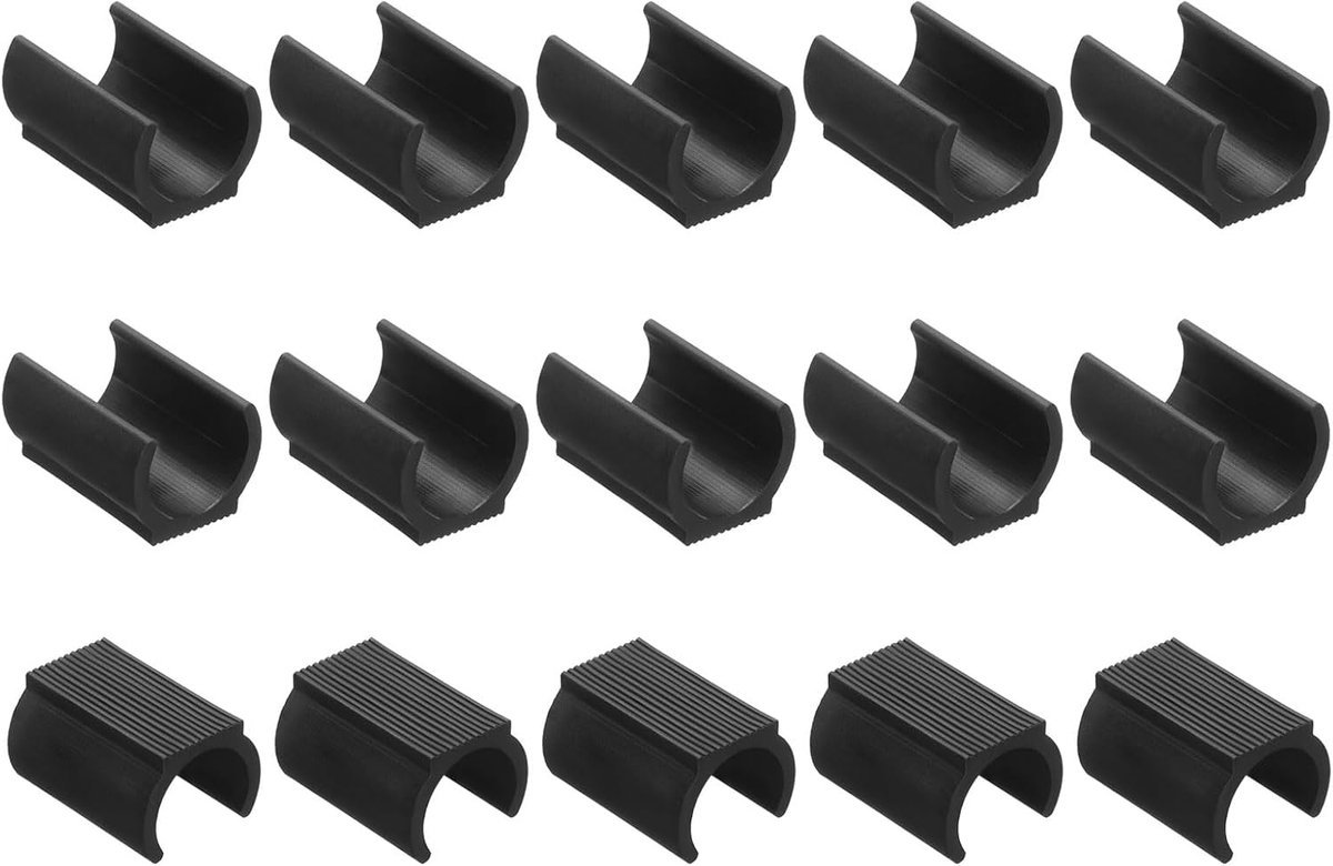 Set van 15 rechthoekige antislip stoelpoottips, geschikt voor 25 mm metalen buispoten, kunststof meubelbeschermpoten voor houten vloeren, zwart