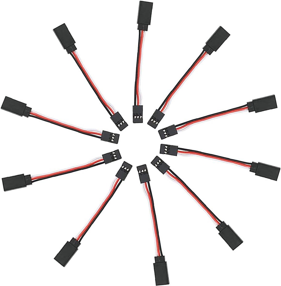 10 Stuks 75mm Servo-verlengkabel Looddraad, JR-stijl Servokabels, 3-Pins Verlengkabel 22Awg 60 Kernen Draad Mannelijk Naar Vrouwelijk Futaba JR voor Vliegtuigen met Afstandsbediening