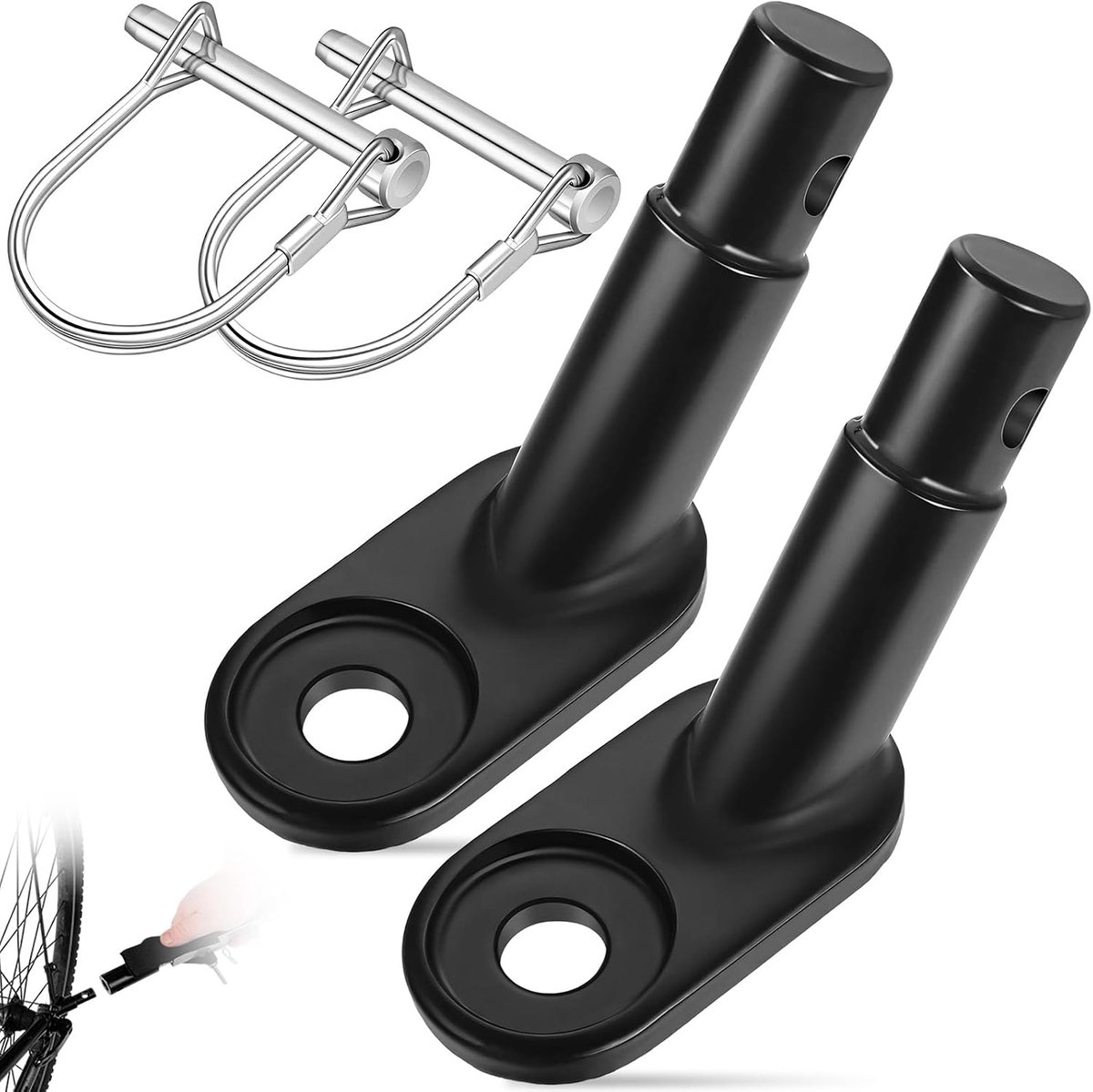 2 stuks fietsaanhangers met vergrendelingsbouten, fietsaanhanger van metaal, universeel, robuuste en roestvrije trekhaak voor kinderwagen, remorque-lading en huisdier