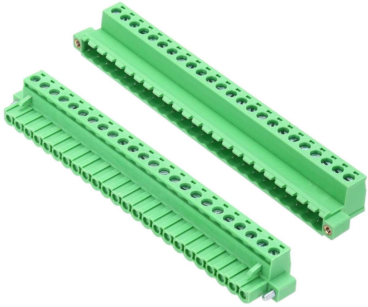 1 set klemblok PCB 300 V 10 A mannelijk & vrouwelijk 24-pins afstand 5,08 mm blok klemblok PCB-schroefaansluiting 132 x 15 x 29 mm voor elektronische projecten groen