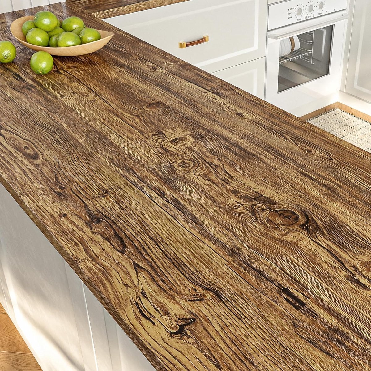 Zelfklevende folie in houtlook, bruin, werkbladfolie voor de keuken, 90 cm x 400 cm, keukenfolie voor kasten, vinyl meubelfolie, zelfklevend donkerbruin, houten meubelstickers, houtfolie voor