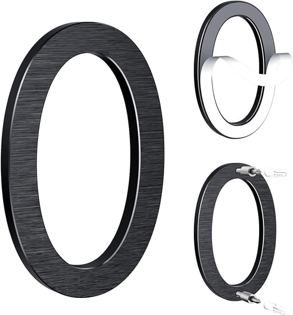 12,5 cm zwart huisnummer – Massief aluminium met geborsteld oppervlak, zelfklevend of met schroeven, weerbestendig – Voor deur, muur, schutting, poort (0)