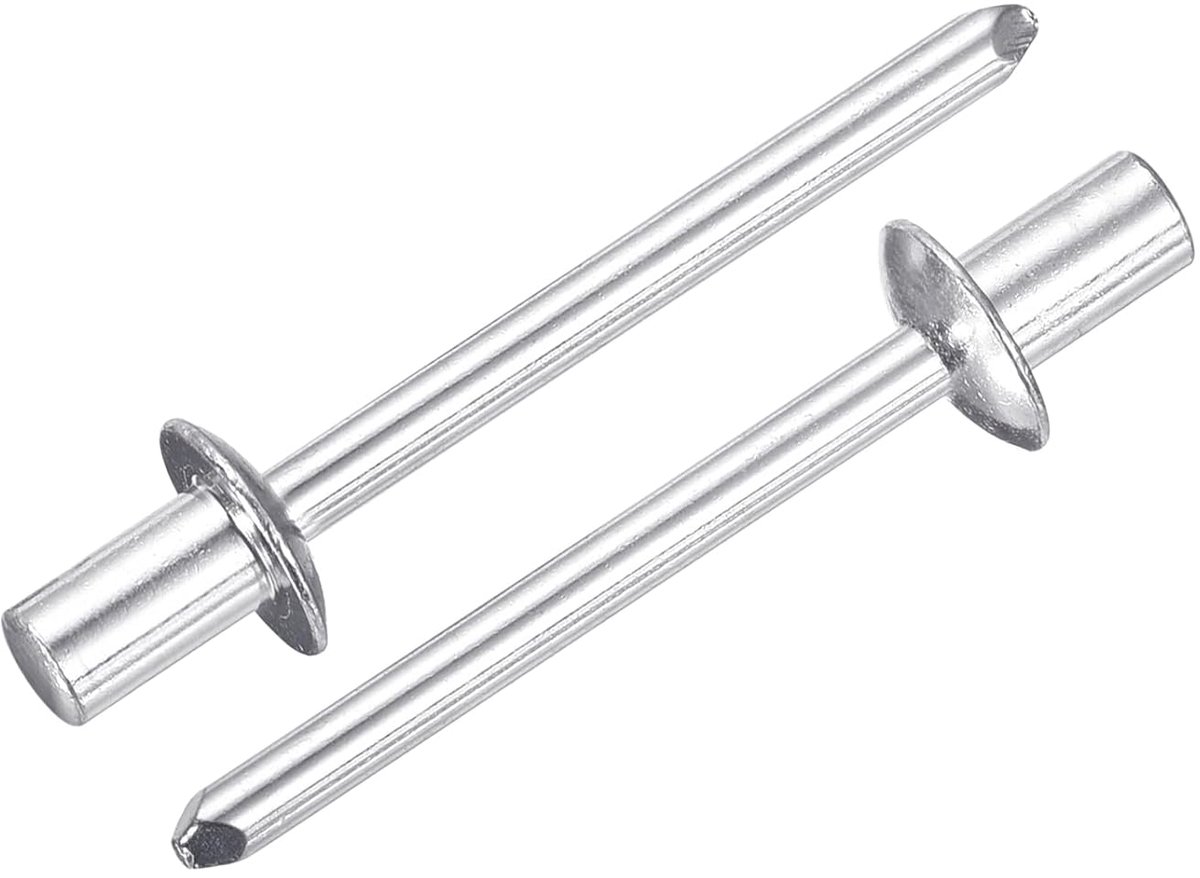 Blindklinknagels, 100 stuks, 3/16 x 5/16 inch, luchtdichte sluiting, met gebogen kop, blindklinknagels, luchtdichte sluiting, doe-het-zelf, plaatwerk, meubels en boten (zilver)