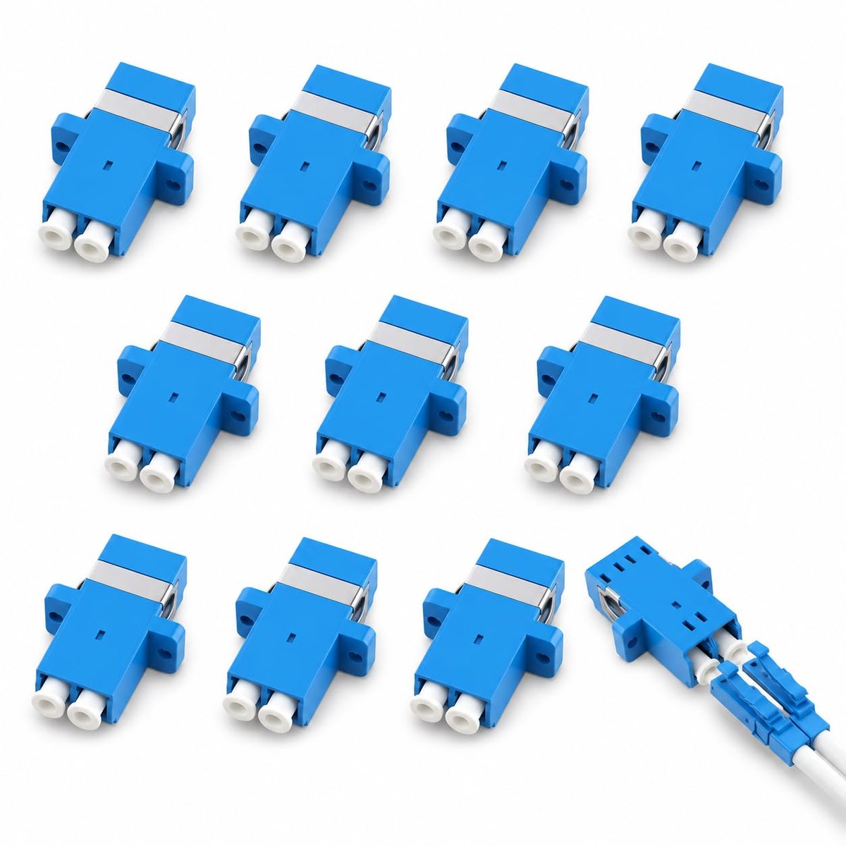 10 stuks glasvezeladapters LC/UPC naar LC/UPC duplex single-mode, FTTH/FTTB/FTTX, keramische huls, zirkonia, hoge precisie, laag verlies, snelle installatie