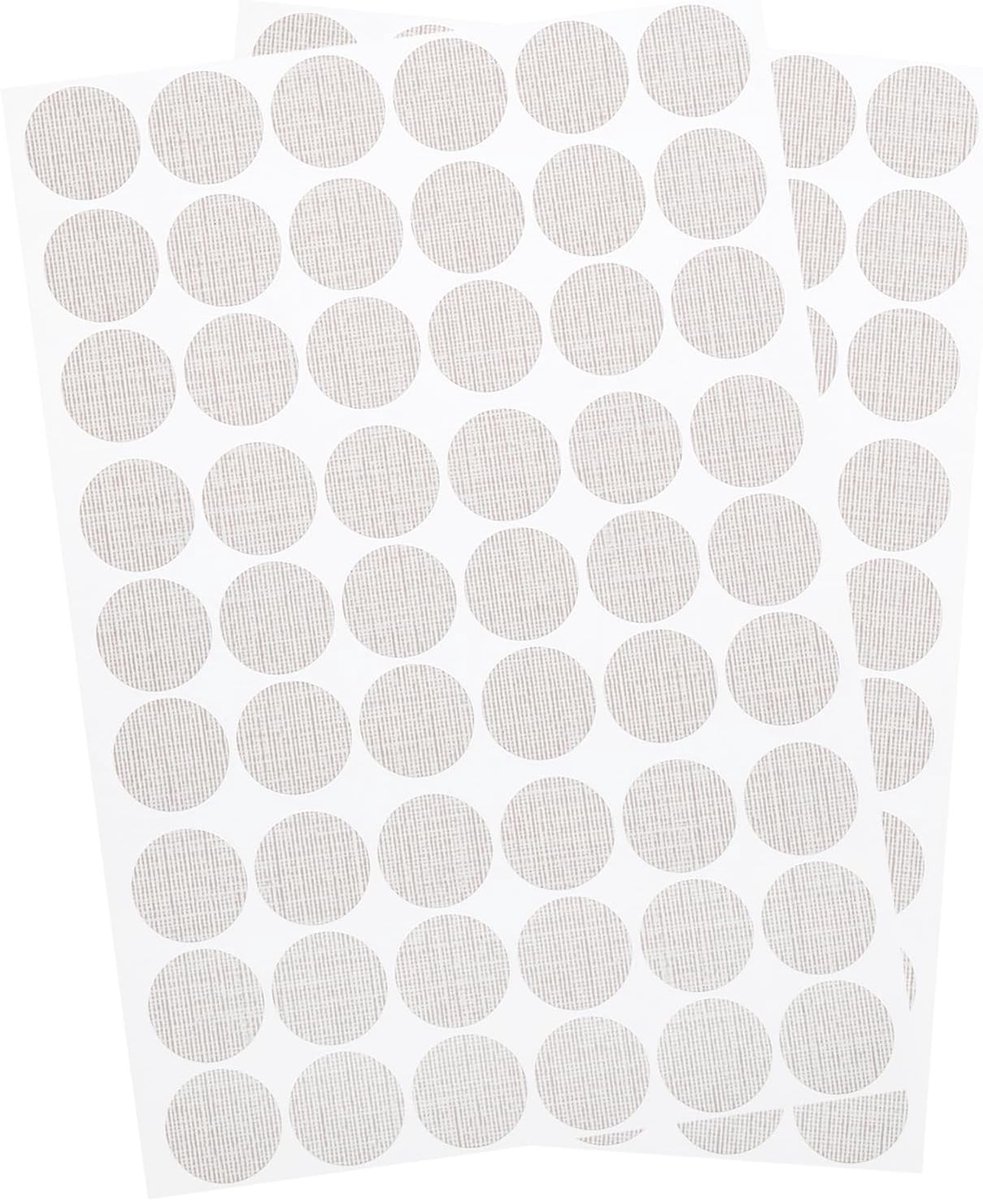 2 vellen/108 stuks stickers voor schroefgaten, 21 mm, zelfklevende stickers van pvc, voor het afdekken van ronde schroeven, stofdicht, meubels, hout, kasten, planken, grijs