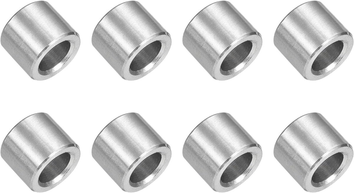 8 stuks roestvrijstalen afstandhouders 3/8 inch buitendiameter x 1/4 inch binnendiameter x 1/4 inch lengte (10 x 6 x 7 mm) schroefafstandbouten blanco voor M3-schroeven en stangen, zilver