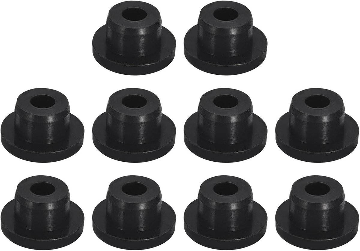 10 zwarte doppen voor gaten, rubberen stoppen voor gaten van 15 mm