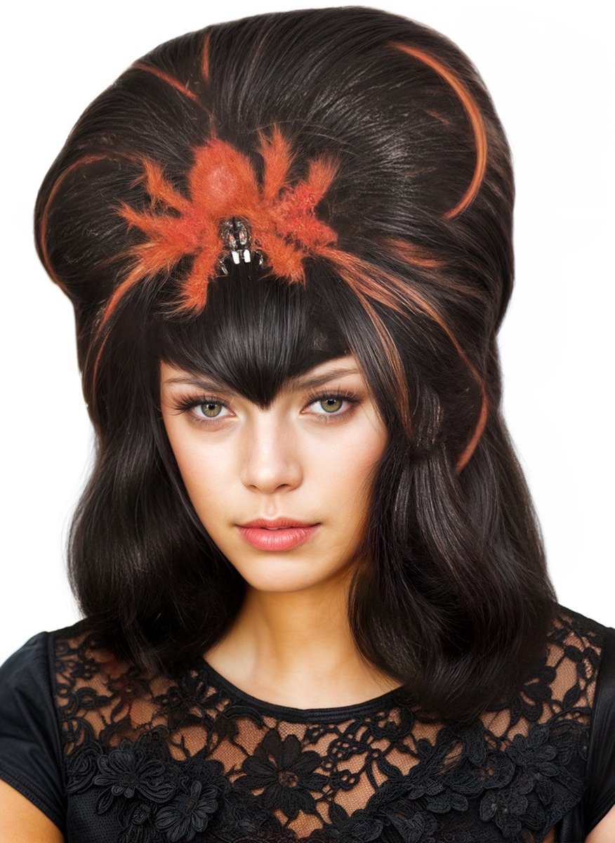 Spider-Hive vampierpruik met spin - Carnaval Halloween Kostuum