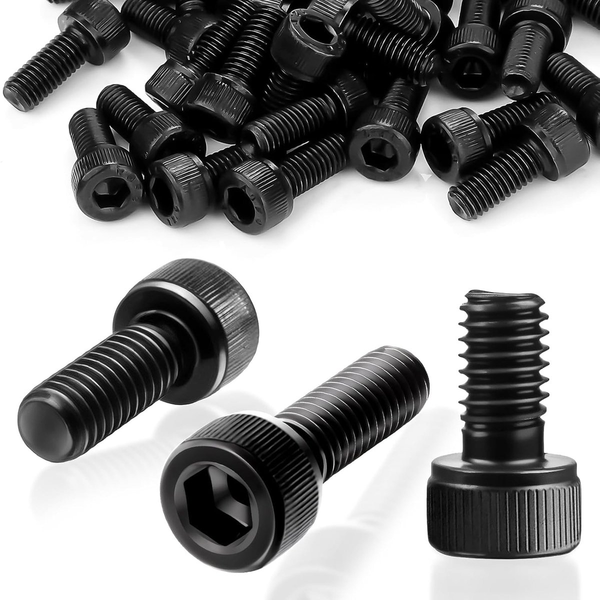 60 Stuks Cilinderschroeven met Binnenzeskant M3x6mm Schroeven Koolstofstaal Zeshoek Binnenzeskantschroef Volledige Schroefdraad Zeskantschroeven Zwart Inbusschroeven voor Bevestigingselementen