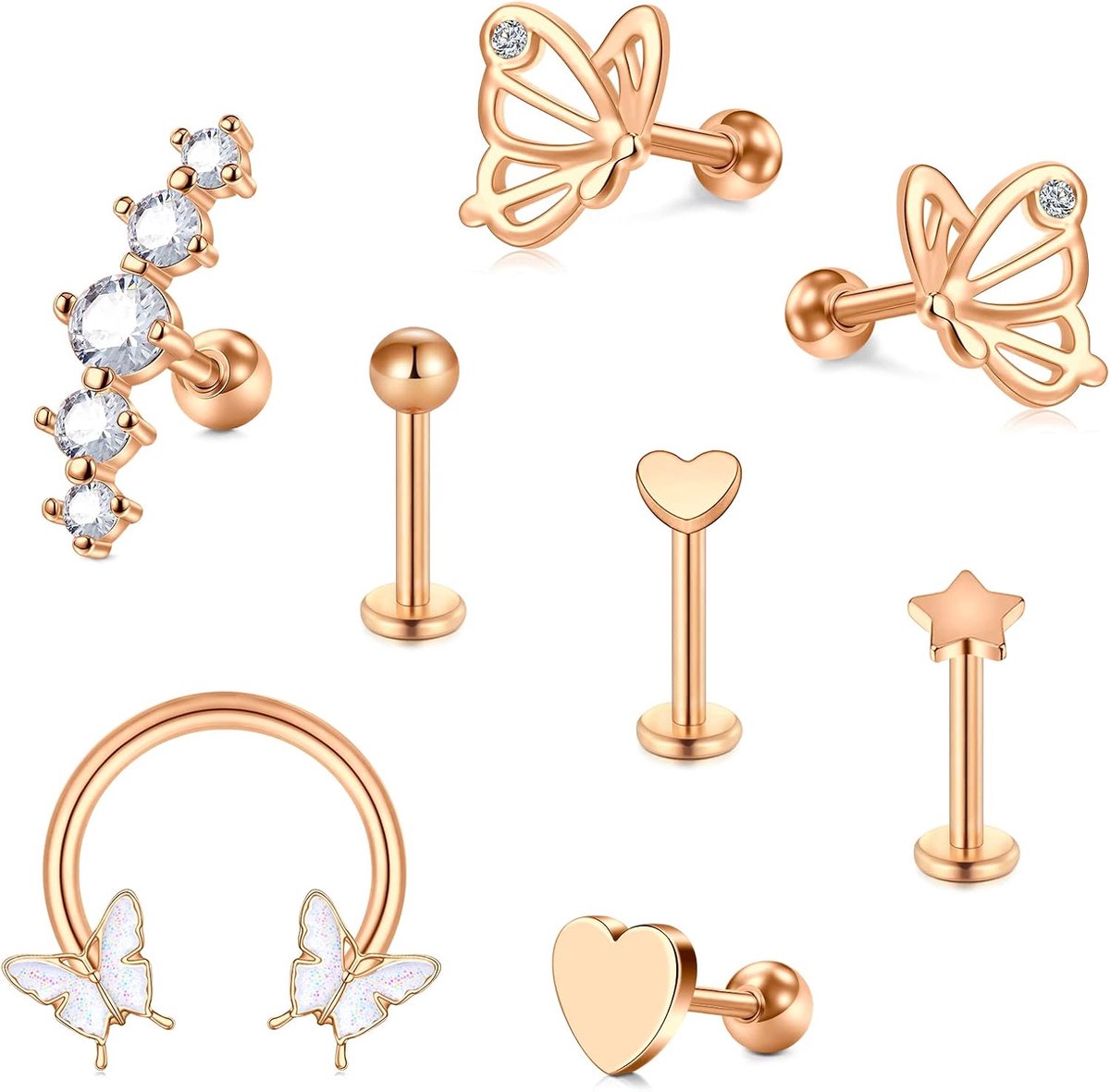 16G piercing kraakbeen tragus helix oorbellen chirurgisch staal en acryl transparant piercing lip neus retainers zilver roségoud piercing sieraden voor dames heren