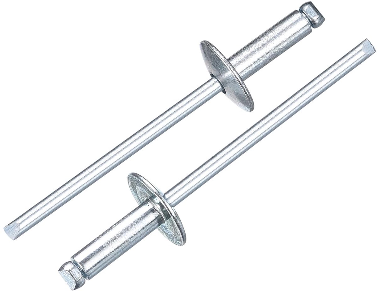 50 stuks blindklinknagels van aluminium, 1/8 inch x 3/8 inch, handvat van aluminium en boorhouder van staal, klinknagels met grote flens voor metaal, meubels, auto's, zilver