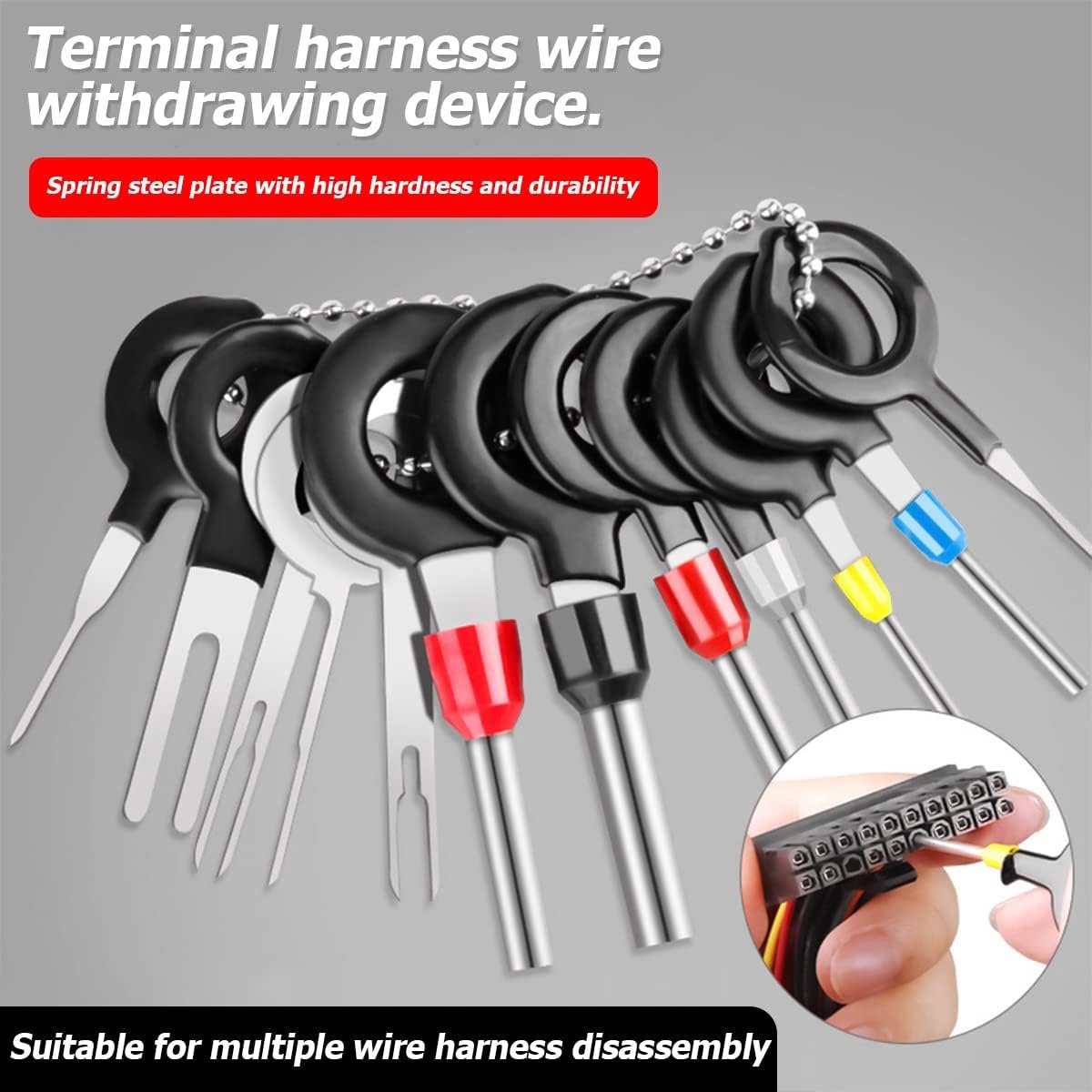 82 stuks terminal-verwijderingsgereedschap, terminal ejectorkit voor auto, krimpverbinder, naaldenverwijderingsset voor auto, elektrische bedrading, krimpstekker, pintrekker