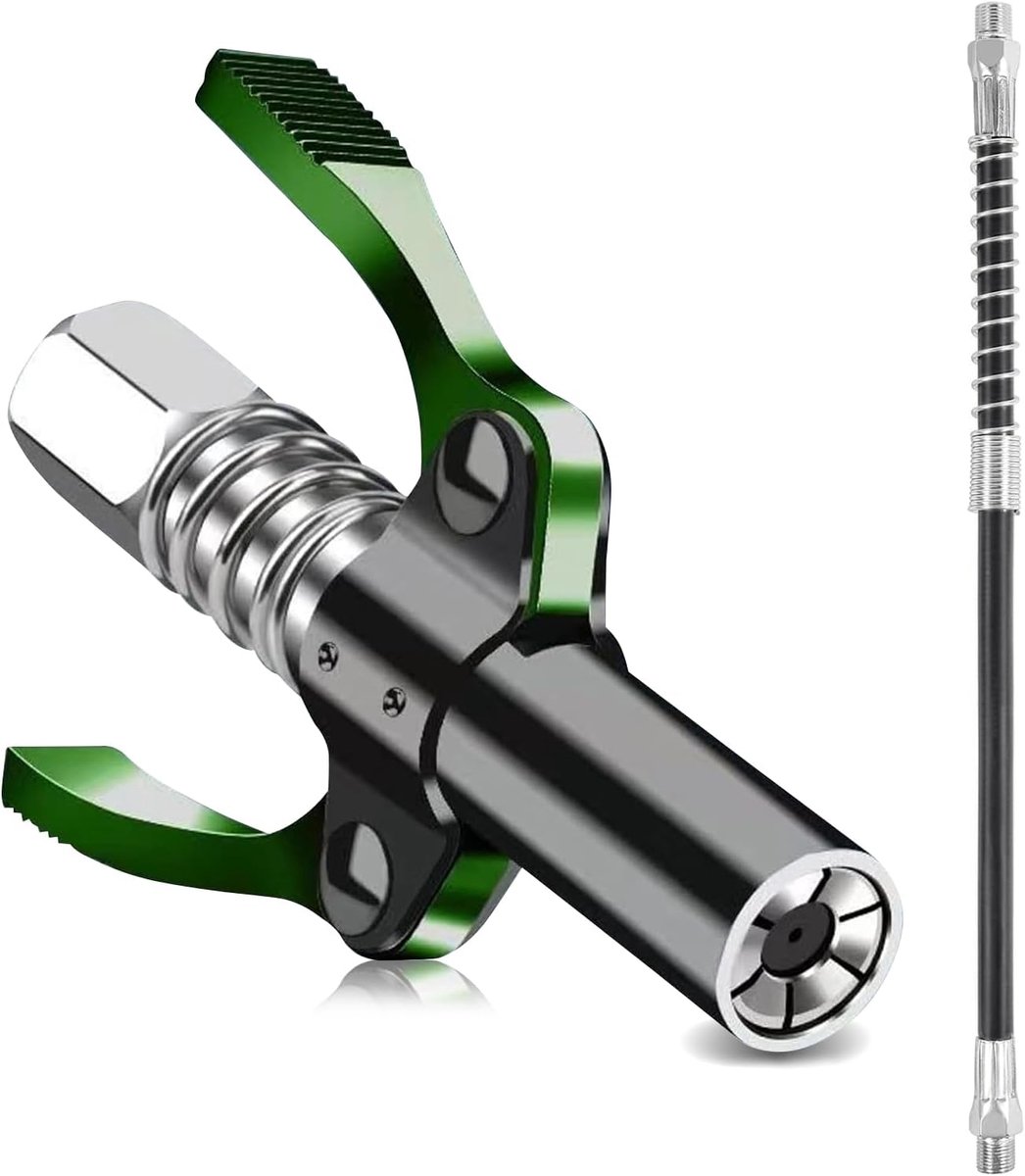 Vetspuit mondstuk, dubbele handgreep G Coupler voor vetspuit koppeling vetspuit voor smeernippels met 30 cm slang, voor alle soorten vetspuiten