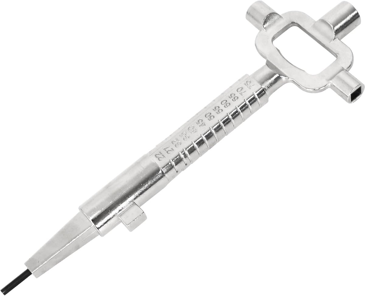 multifunctionele bouwsleutel, architectensleutel, universele sleutel met meetschaal, 6-in-1 bouwsleutel, 3 mm binnenzeskant met schaal 6/7/8 mm, schakelkastsleutel, meetgereedschap