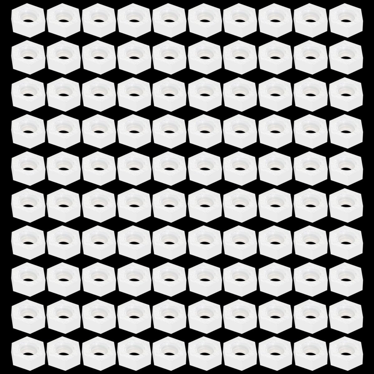 100 Stuks M2.5 Metrische Draad Zeskantbevestiging, Nylon Zeskantmoeren, Kunststof Zeskantmoer, Wit