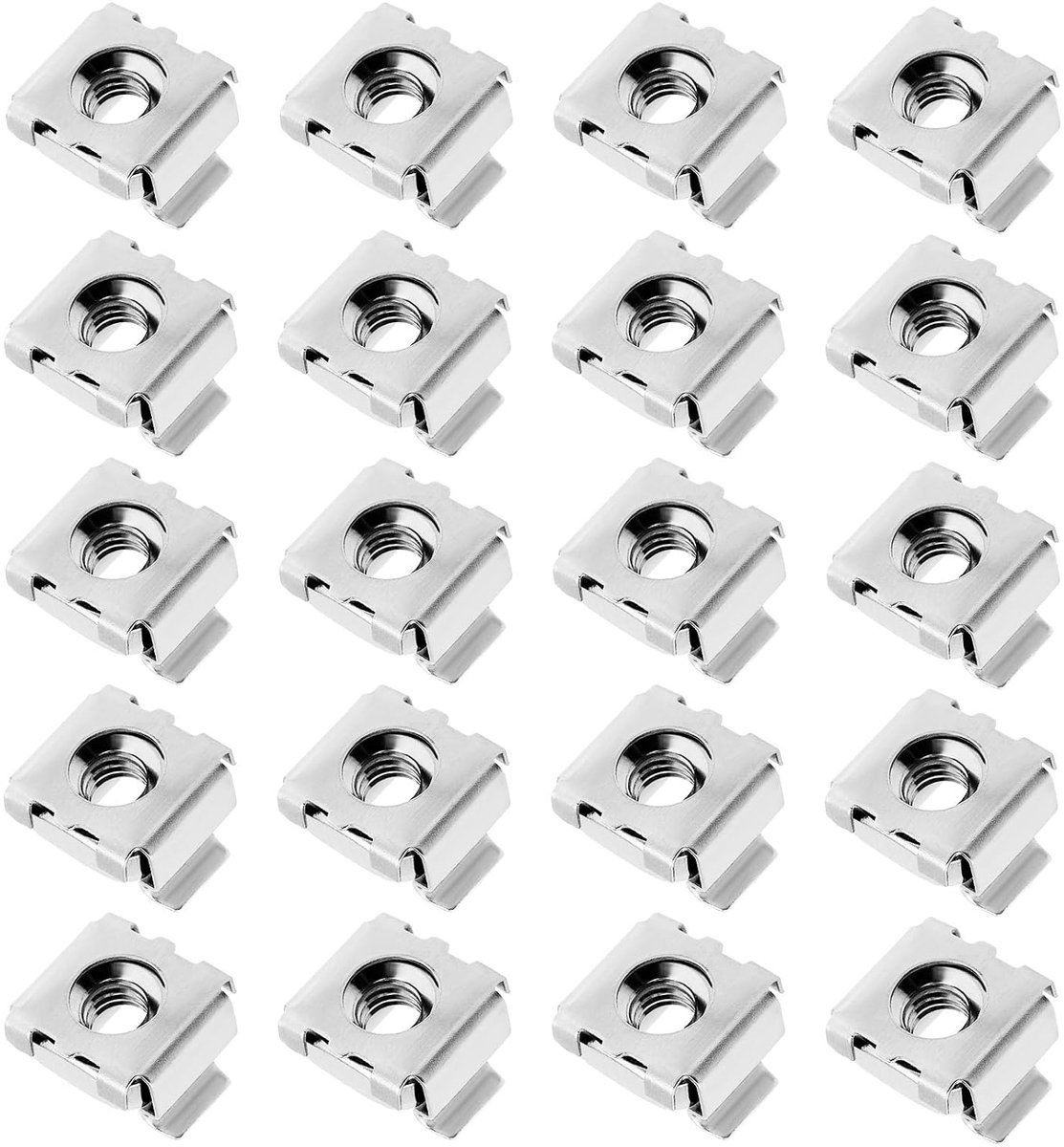 20Pcs M5 Kooi Moeren 304 Rvs Moeren Montage Kit Voor Netwerk Kasten Server Kasten Elektronica Behuizingen Rekken Zilver