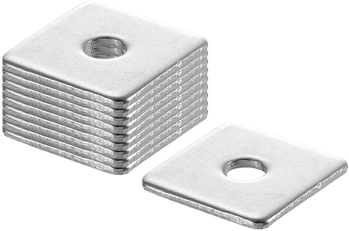 Vierkante sluitringen, M3 x 12 x 12 x 1 mm, 304 roestvrij staal, afdichtringen, zilverwit, vierkante schijven, platte sluitringen voor schroeven, moeren, schroefdraadstang
