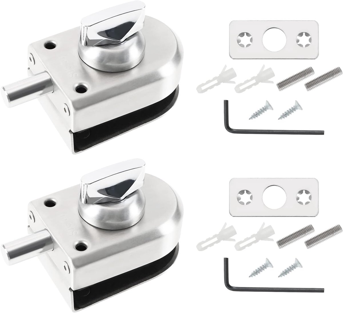 2 STKS Glas Deurslot 304 Rvs Vloer Klink Bout Grond Lock Gate Klink voor 10-12mm Dikte Glazen Deur Badkamer Toilet Winkel Company