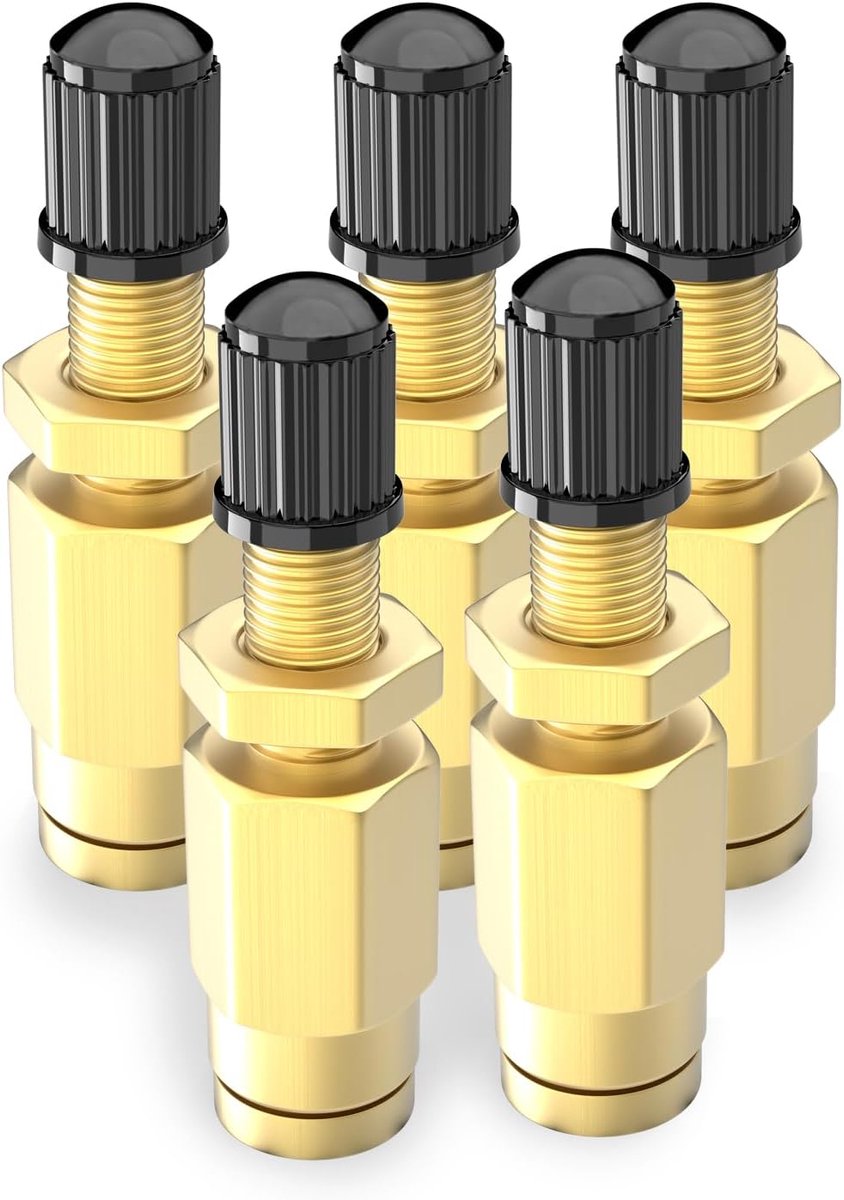 5 Stuks 1/4" messing opblaasschraderklep (DOT goedgekeurd) met duwverbinding, 1/4" OD luchtleidingbuizen, luchtleiding en luchtveerophanging voor Semi vrachtwagenaanhangwagens