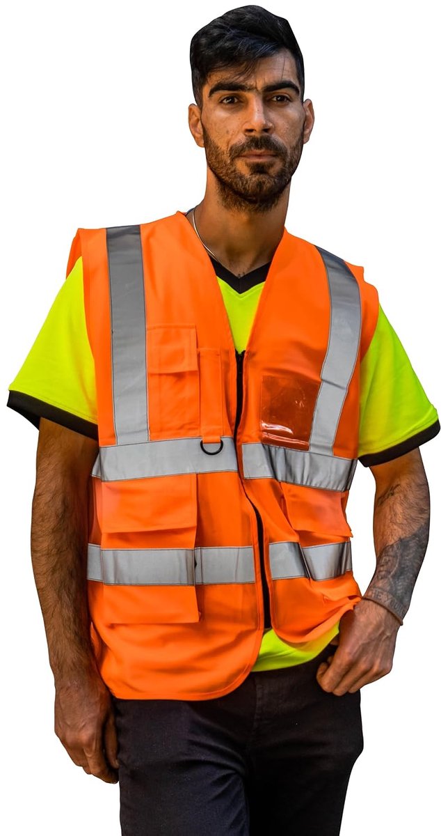 Hoge zichtbaarheidsvest voor heren en dames - Hoge zichtbaarheidsvest | Veiligheidsvest - reflecterende strips - veiligheidswaarschuwingsvest - werkvest - XXL