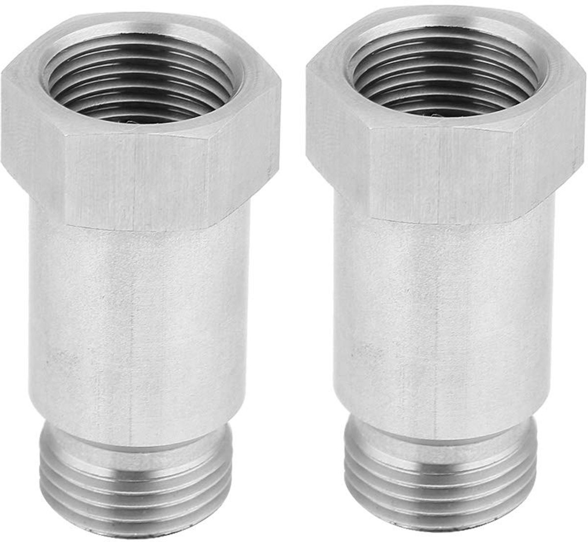 Universele zuurstof lambda sonde verlengkabel, 2 stuks lambda sonde adapter van roestvrij staal 45 mm lambda sonde eliminator voor de meeste voertuigen met gat M18 x 1,5 fitter