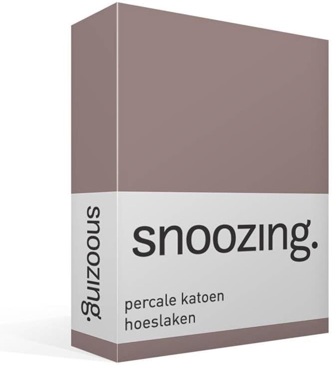 Fitted sheet 180x210 cm - percale katoen - taupe - perfecte pasvorm - SnelShoppen