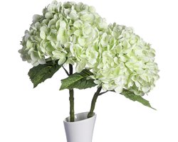 Huaao 2 stuks grote kunstmatige hortensia, bloemen, kunstbloemen, net als echte lange stengel, hortensia, bloemstuk, boeket, decoratie voor bruiloft, kantoor, middenstuk, woonkamer, feest, groen