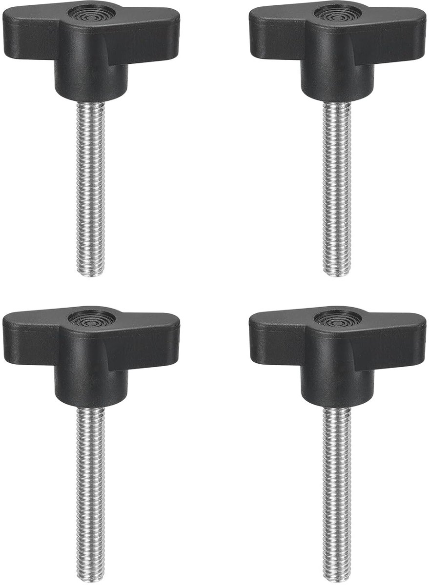 4 stuks spanschroefknopen, M6 x 40 mm, metrisch, 304 roestvrij staal, T-vormige duimschroeven, greep voor snel verwijderen, handvasttrekken, knopset