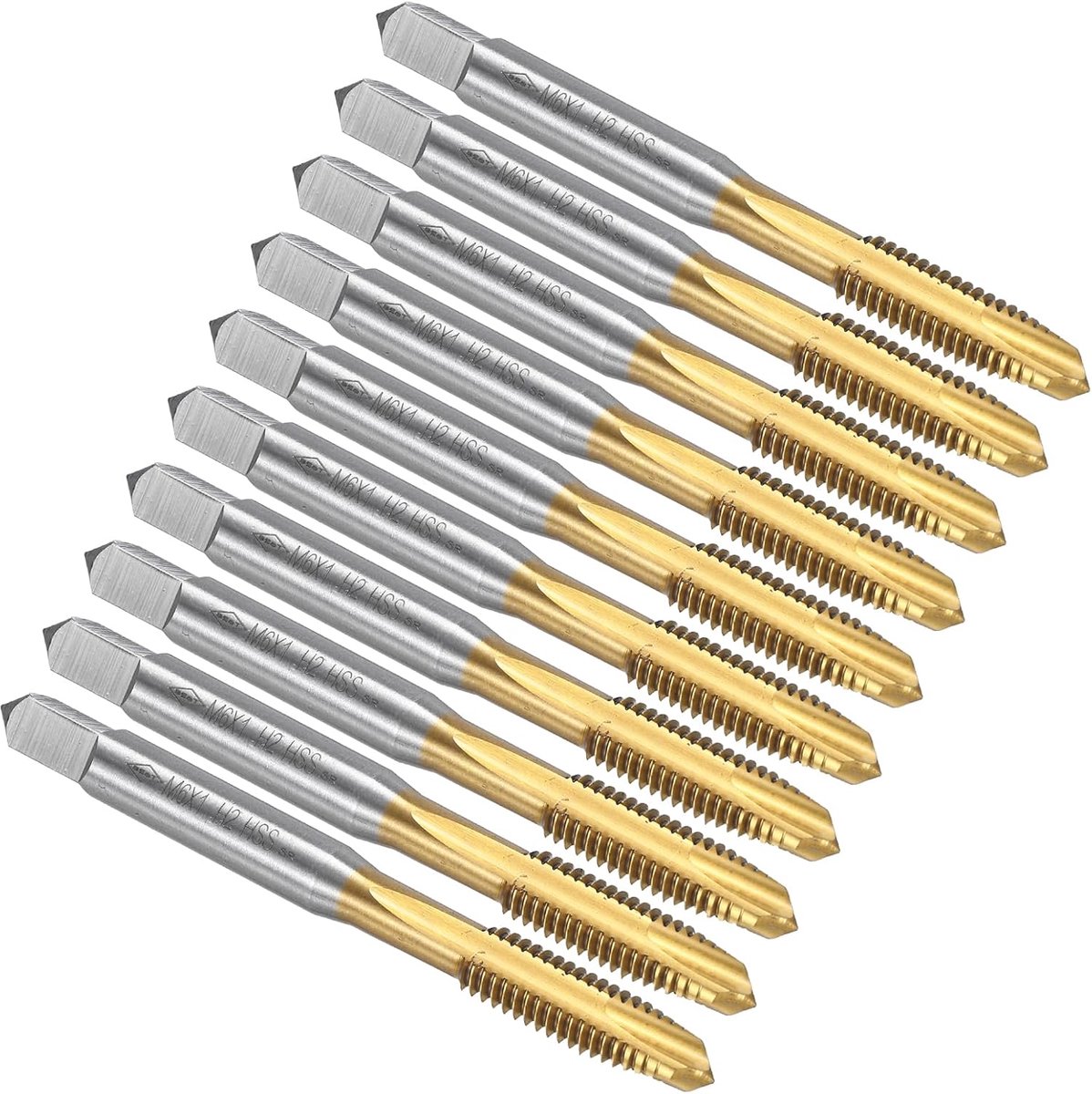 Spiraalvormige stekker, schroefdraadsnijboor M6 x 1 schroefdraad, geslepen H2, hogesnelheidsstaal 6542, metrische schroefdraadboor voor schroefreparatie, 10 stuks
