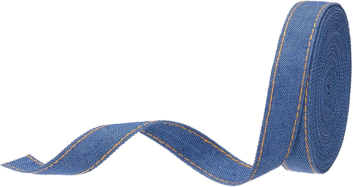 16 mm denim stoffen banden, 5 yarden stof strik denim jeansband voor naaien decoratie cadeau haar, donkerblauw 3/5"