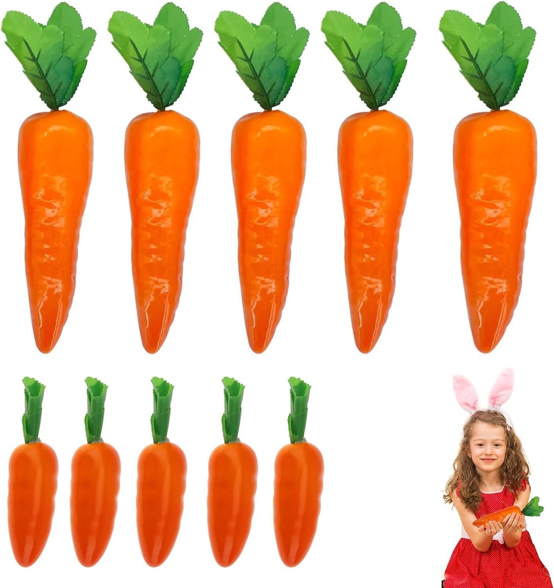 Kunstmatige Wortelen Set - Realistische Nepwortelen voor Paasdecoratie, kunstmatige plantaardige simulatie mini wortelen DIY Crafts decoratie，Thuisdecoratie & Fotografie Props (10 stuks)