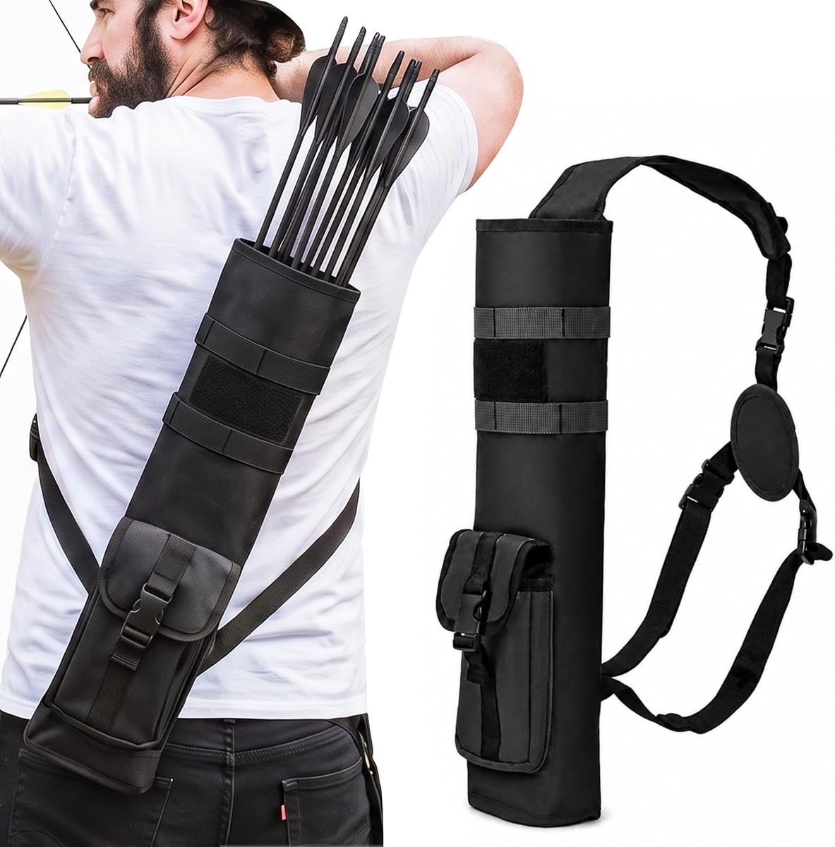 Rugkoker voor pijlen, boogschieten, accessoires, traditionele koker, boogsport, pijl en boog voor jongeren en volwassenen