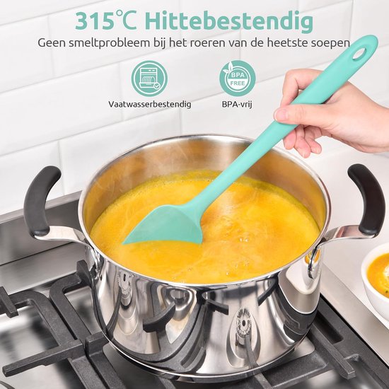 Silicone lepel Spatel 315 ℃ Hoge Hittebestendige (Wintertaling) - 36 cm Flexibele Naadloze Siliconen Spatel, geschikt voor Bakken, Koken, Mengen en Schrapen in Pannen met Antiaanbaklaag — afbeelding 5
