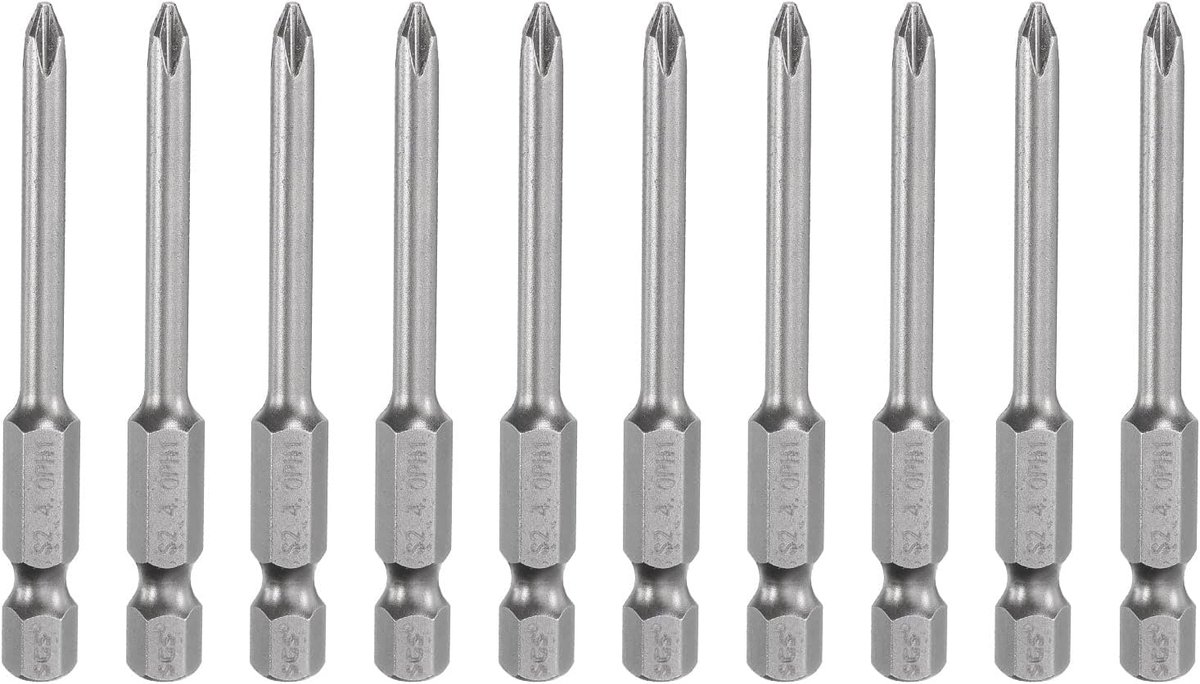 10 stuks #1 Phillips schroevendraaierbit PH1 1/4 inch zeskantschacht 2,56 inch (65 mm) lang magnetisch S2 staal industriële kwaliteit schroevendraaier bit kruiskop bits 0,157 inch (4 mm