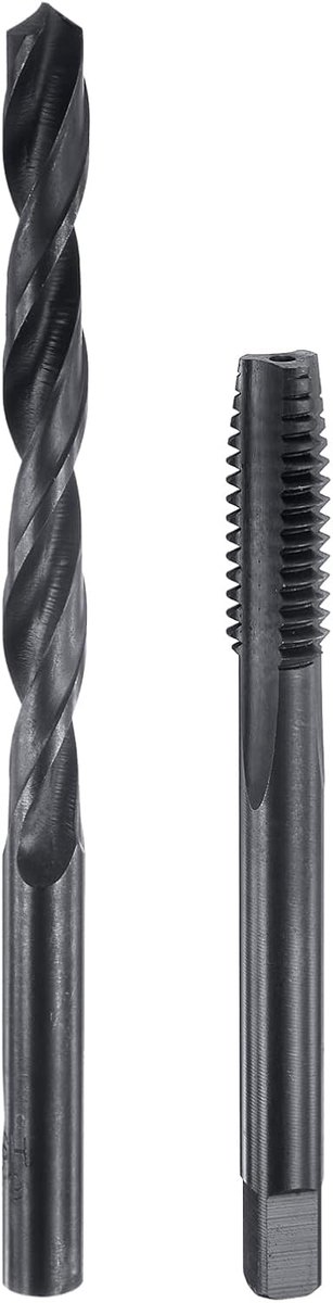 Schroefdraadtap-set, 5/16 18 UNC rechte groef schroefdraadschroeven & 6,5 mm spiraalboor, zwart oxide HSS 6542 machineschroefdraadboorset