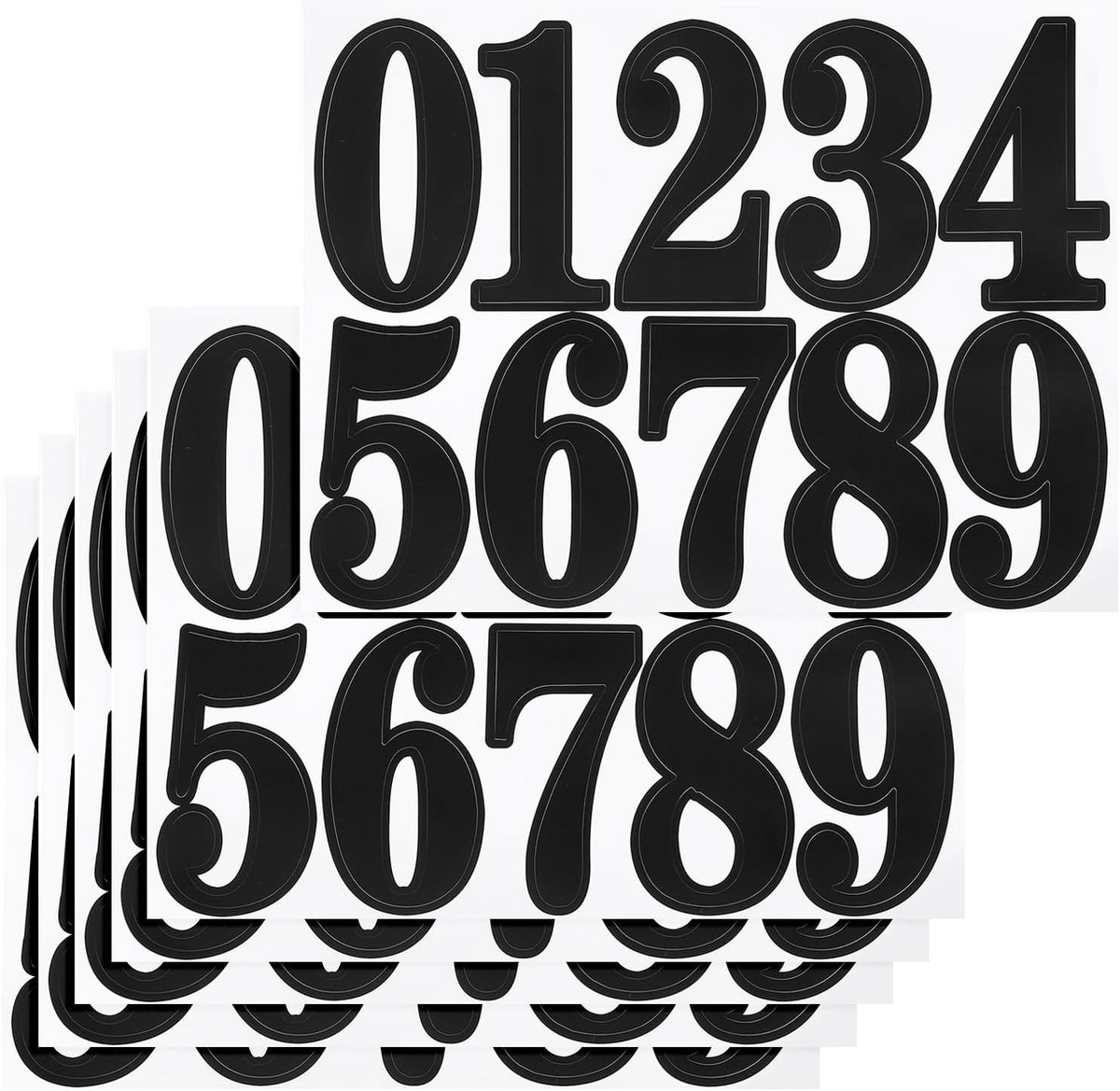 60 stuks 6 vellen brievenbusnummers, 1 inch waterdicht vinyl zwarte brievenbusnummers voor buiten, zelfklevende nummerstickers voor brievenbus, adresnummers, huis
