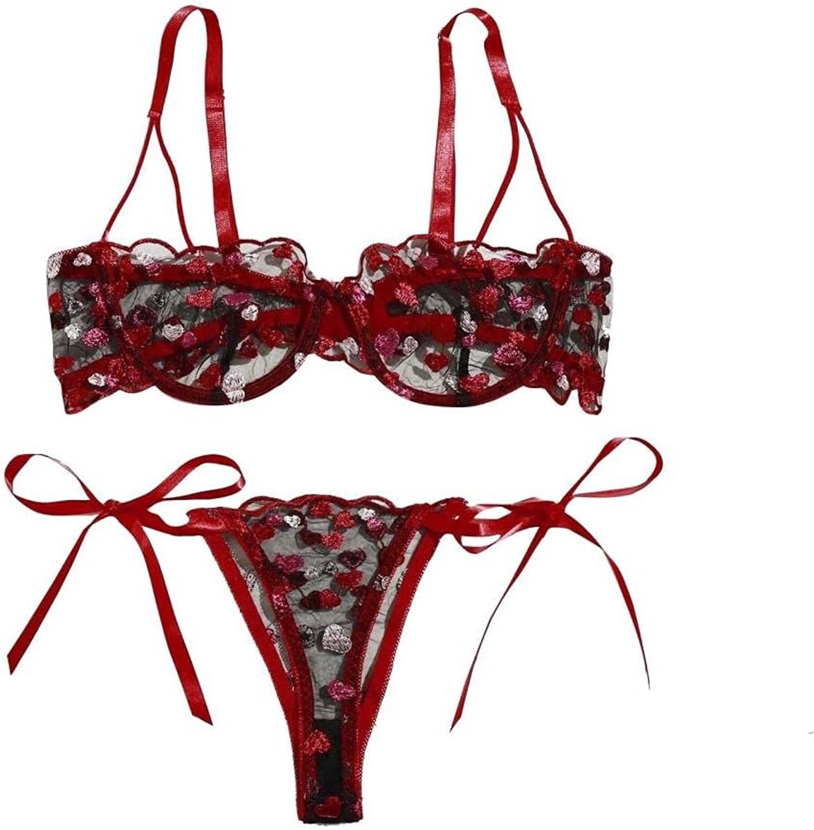 Lingerie & ondergoed Vrouwen Sexy Lingerie Kant Transparante Beha Bandage Borduurwerk Set